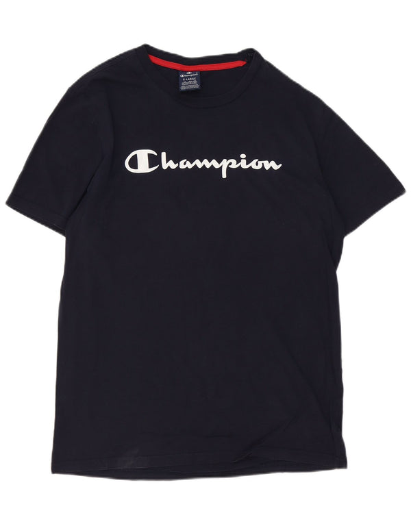 T-shirt grafica da uomo CHAMPION Top XL in cotone blu navy