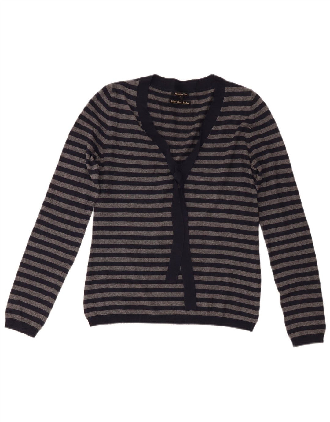 Maglione maglione da donna con scollo a V Massimo Dutti UK 8 piccolo a righe blu navy