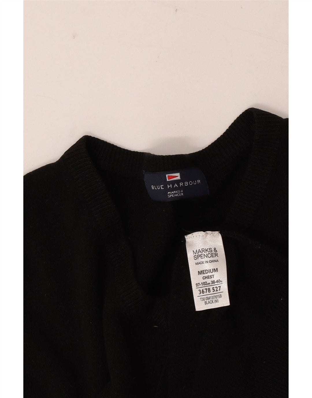 Maglione maglione con scollo a V da uomo Marks & Spencer UK 38/40 medio nero