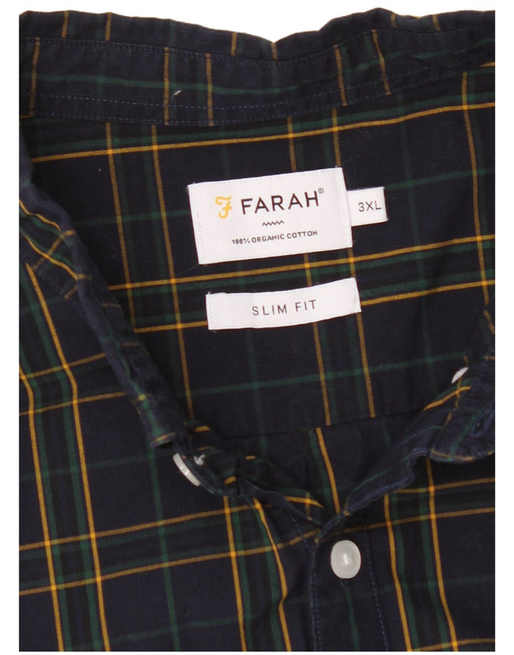Camicia da uomo slim fit Farah 3XL in cotone a quadri blu navy