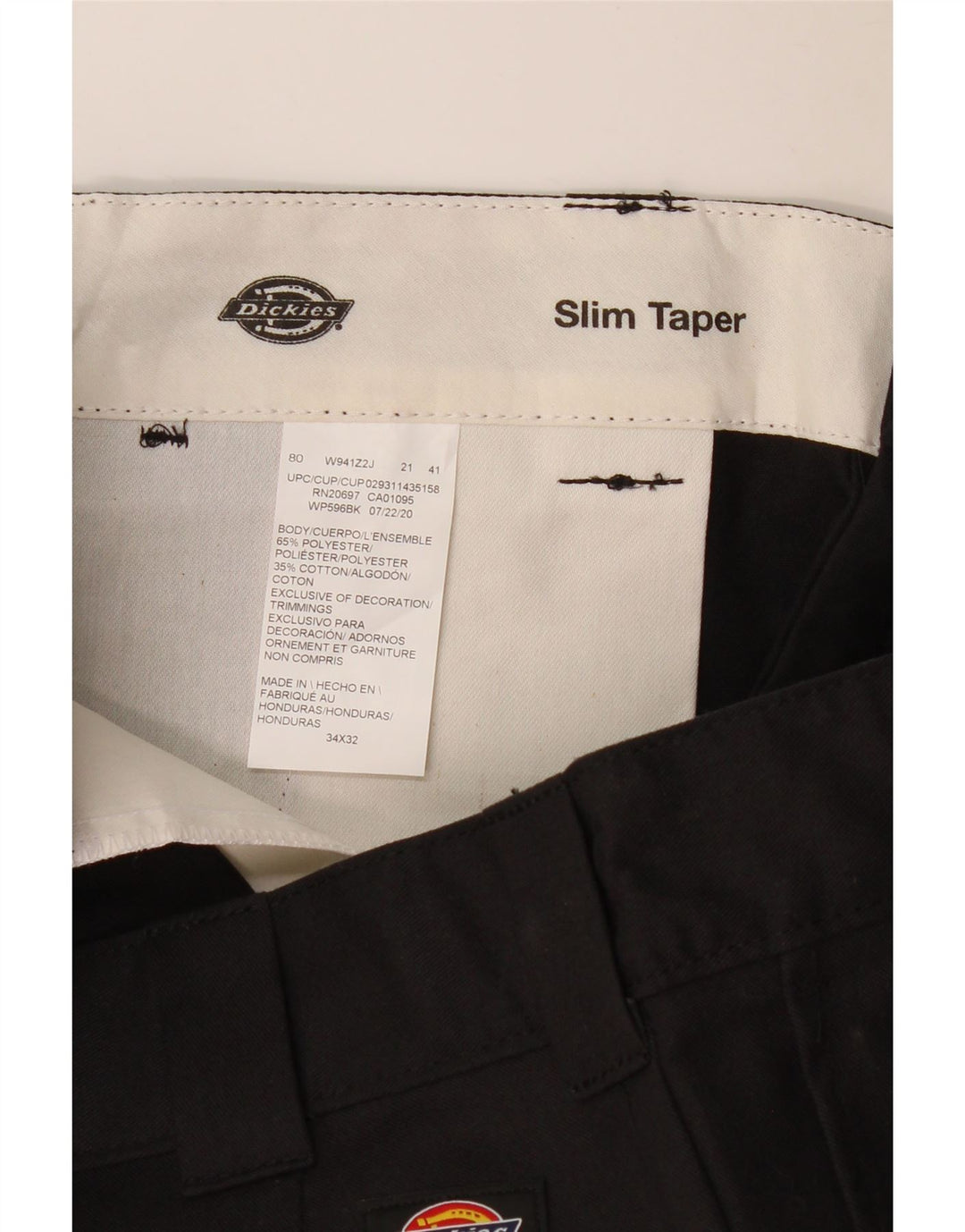 DICKIES Pantaloni cargo slim affusolati da uomo W34 L32 poliestere nero