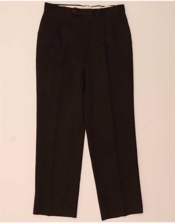 Pantaloni da abito vintage da uomo con pedge IT 48 medio W32 L31 gessato marrone