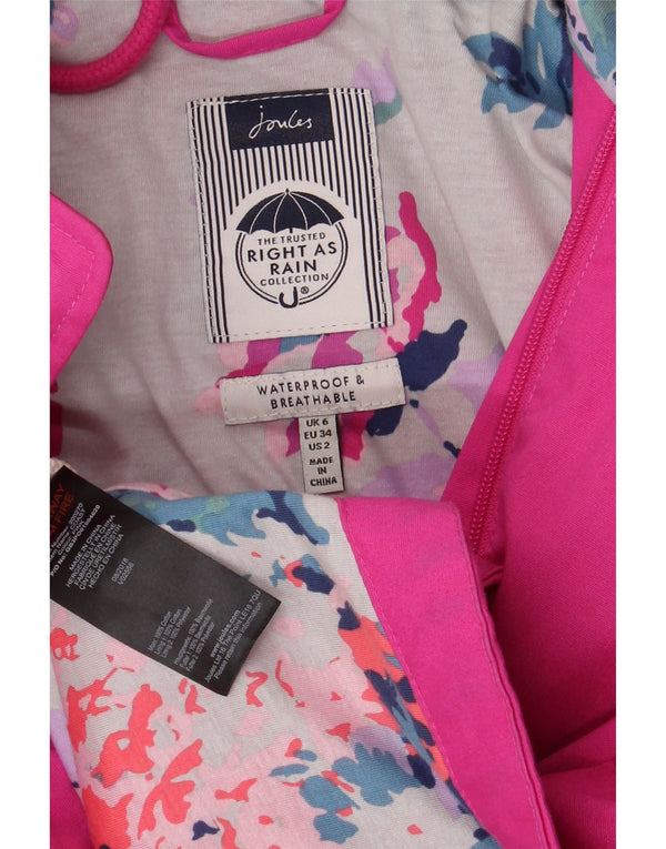 JOULES giacca a vento con cappuccio da donna UK 6 piccola cotone rosa