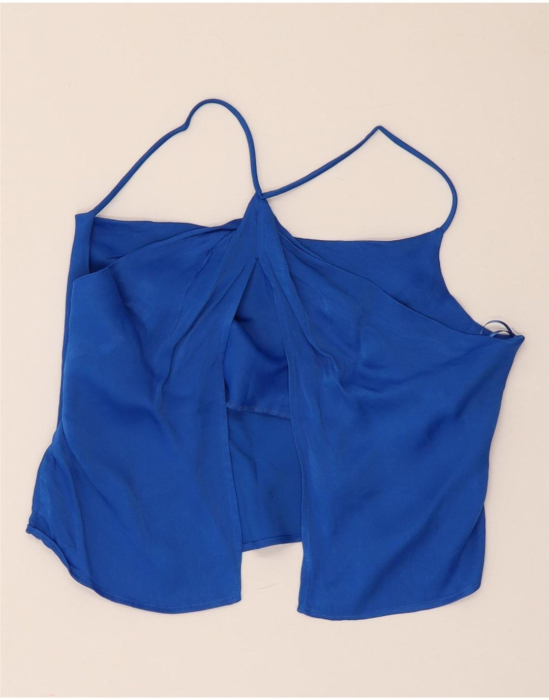 Top corto da donna Zara UK 8 piccolo in viscosa blu