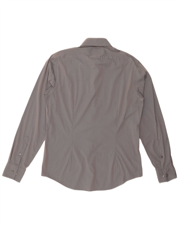 CALVIN KLEIN Camicia slim fit da uomo taglia 40 15 3/4 cotone grigio medio