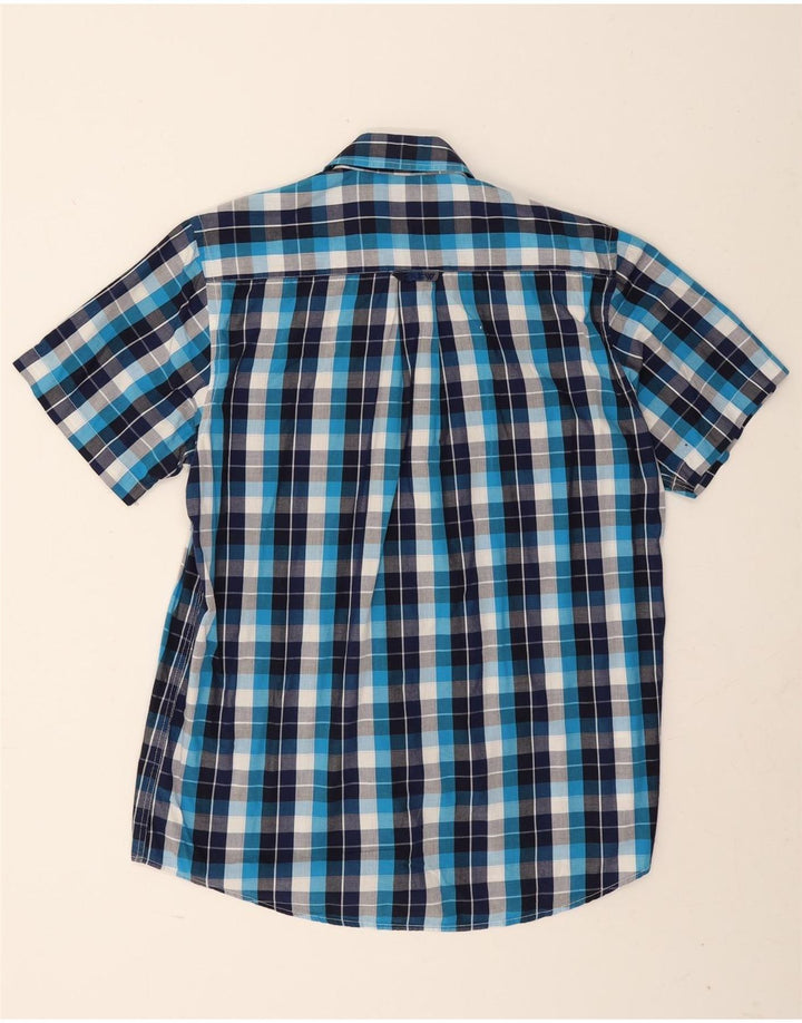 Crew Clothing Camicia da uomo a maniche corte dal taglio classico, motivo a quadri blu navy medio