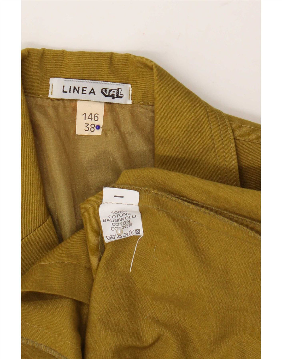 Giacca blazer vintage da donna con maniche a 3/4 a 2 bottoni EU 38 cotone kaki medio