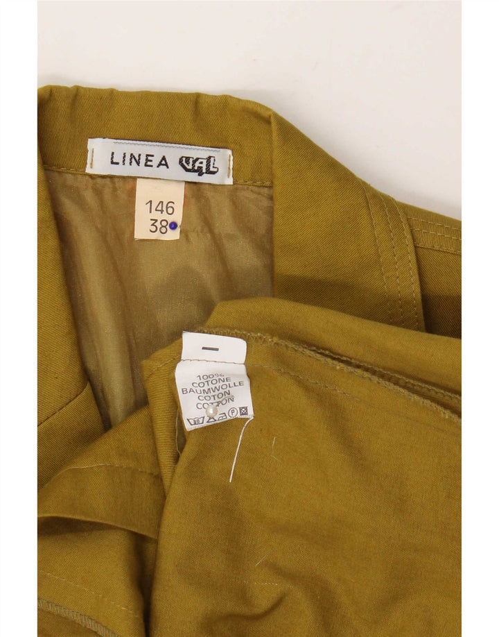 Giacca blazer vintage da donna con maniche a 3/4 a 2 bottoni EU 38 cotone kaki medio