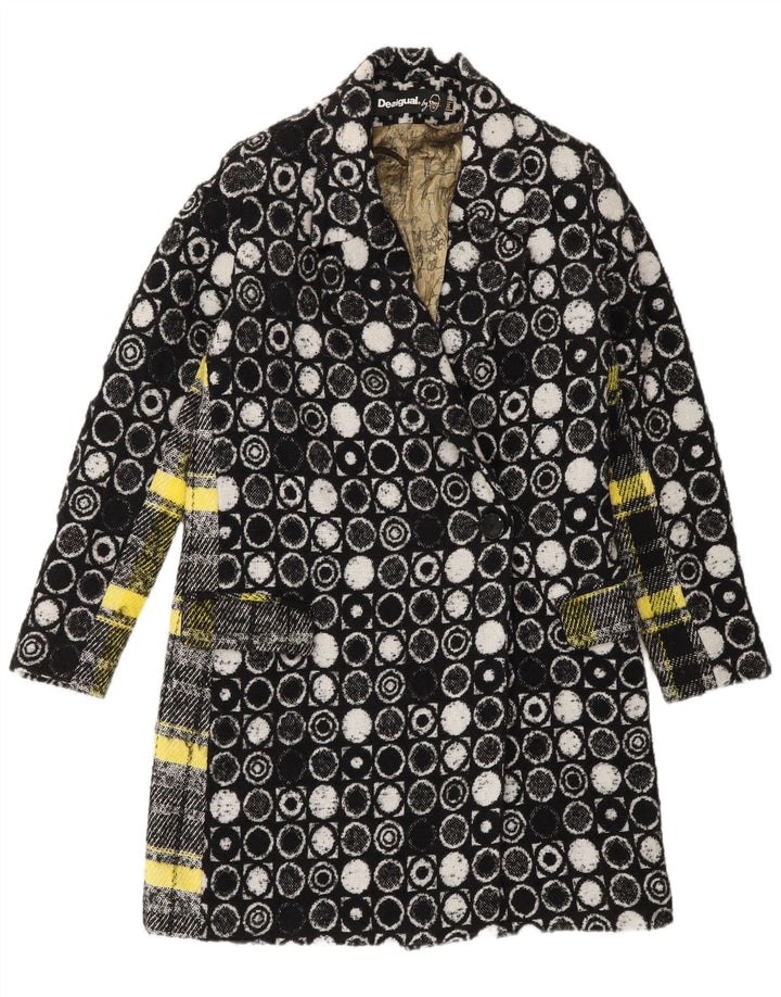 Cappotto Desigual da donna EU 36 piccolo in viscosa geometrica nera