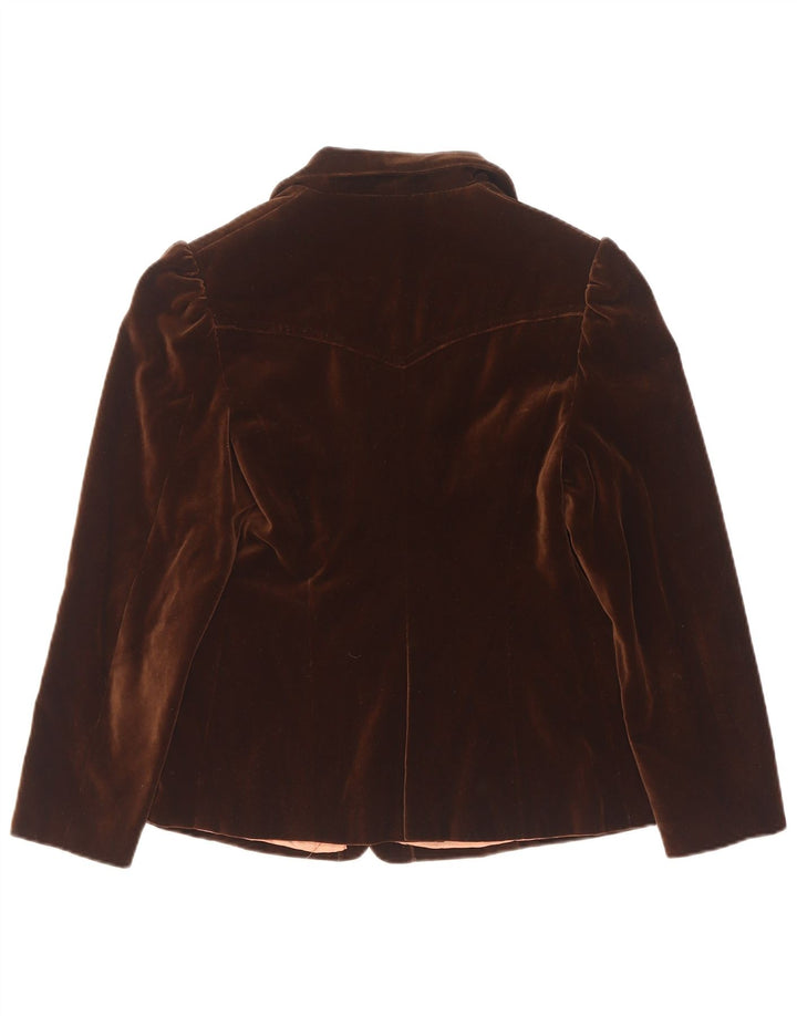 Giacca blazer in velluto da donna vintage UK 10 piccola marrone