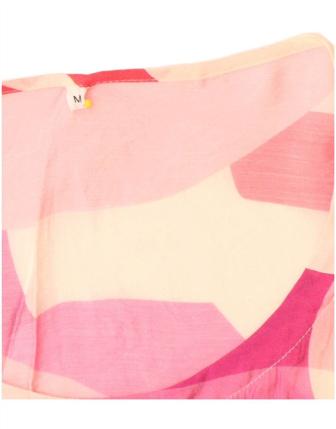 Camicetta grafica trasparente da donna vintage Top UK 14 Blocco colore rosa medio