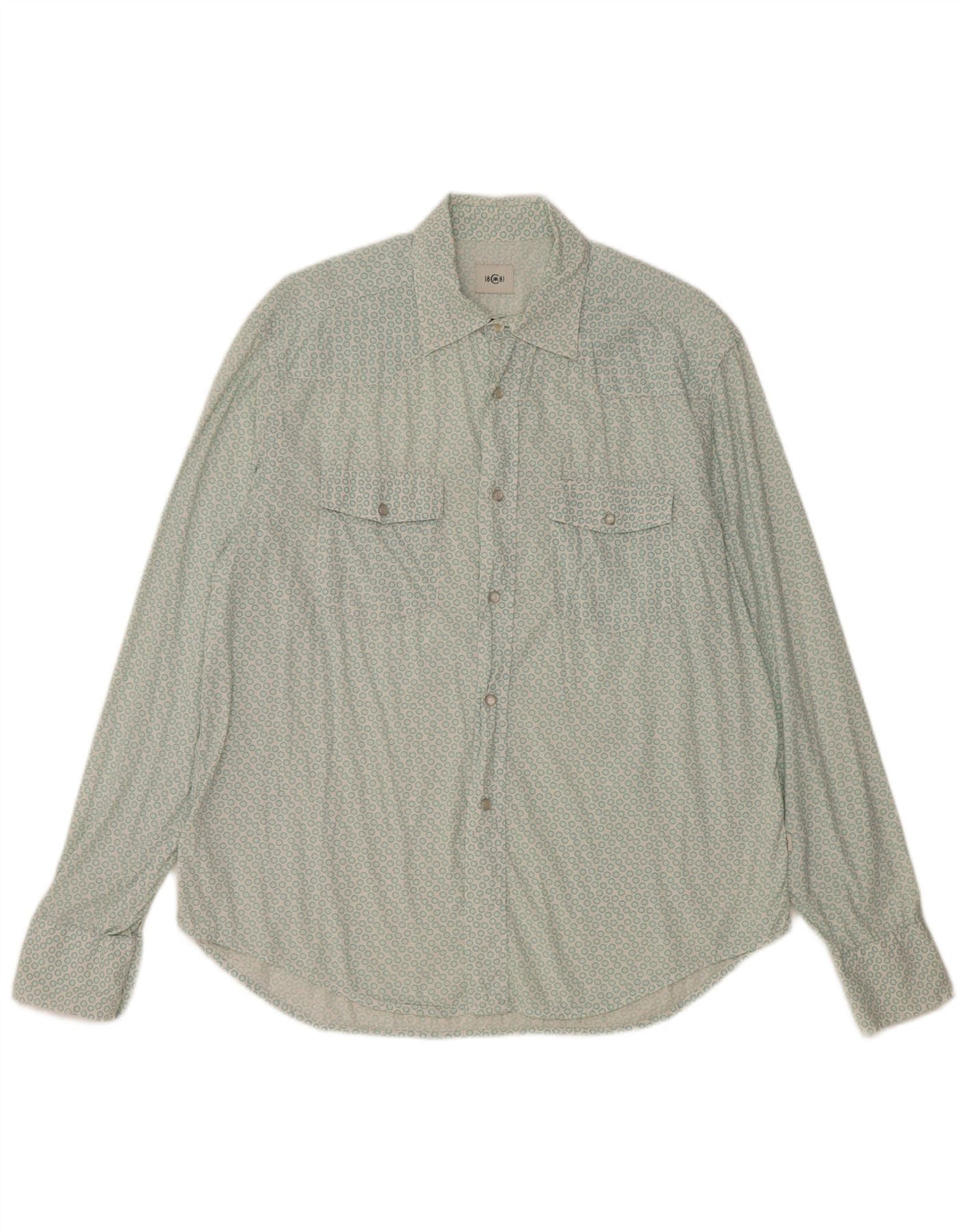 CERRUTI 1881 Womens Shirt Large Turquoise Geometric Cotton