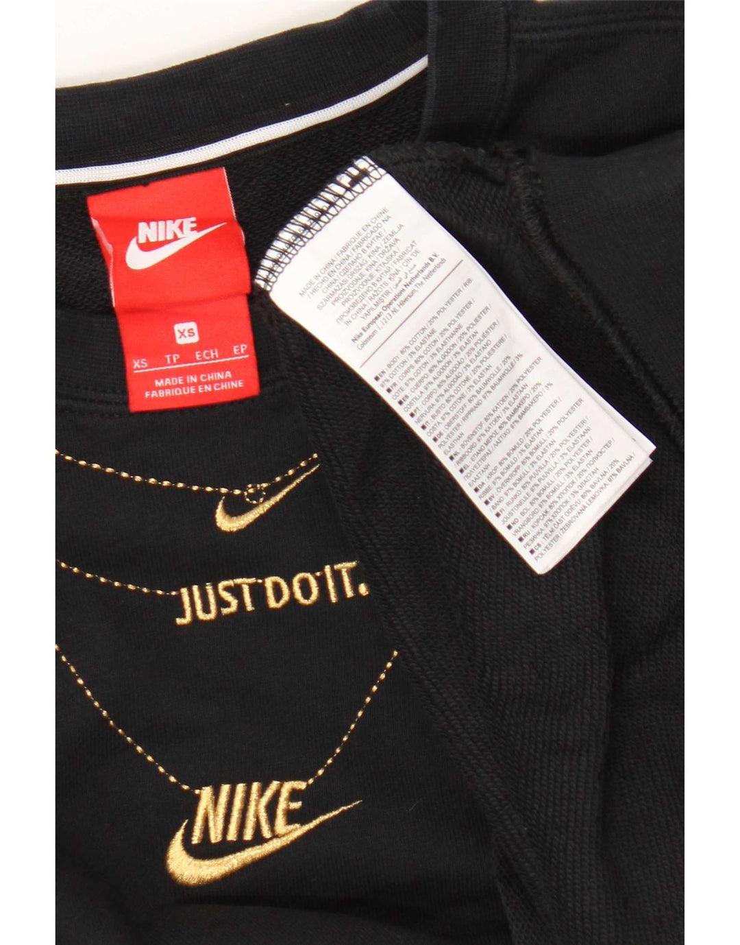 Felpa con grafica Nike da uomo XS in cotone nero