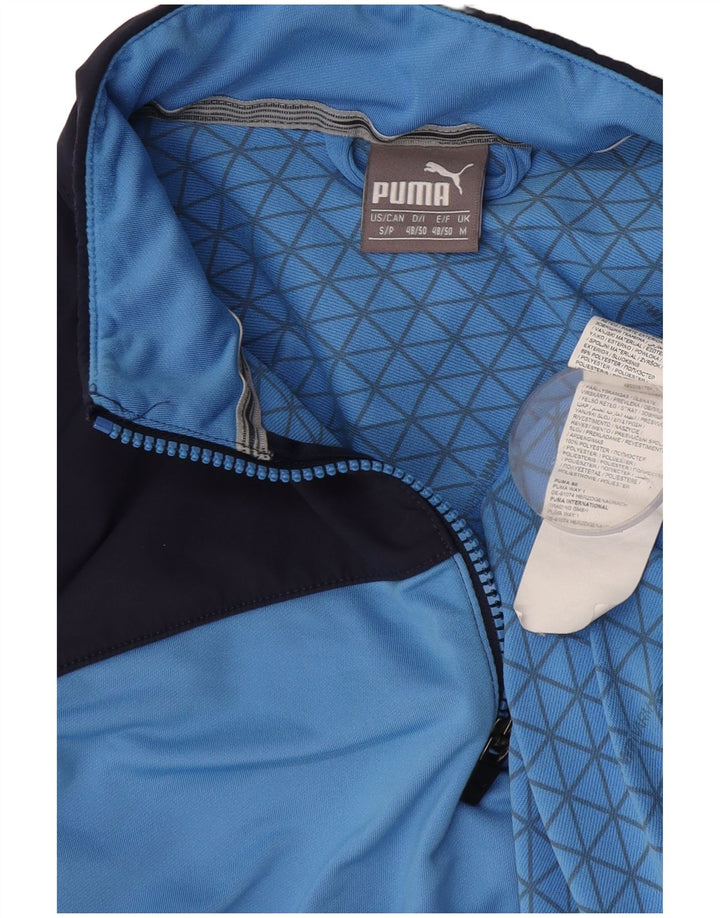 Maglia da tuta da uomo Puma con zip e collo in poliestere color block blu medio