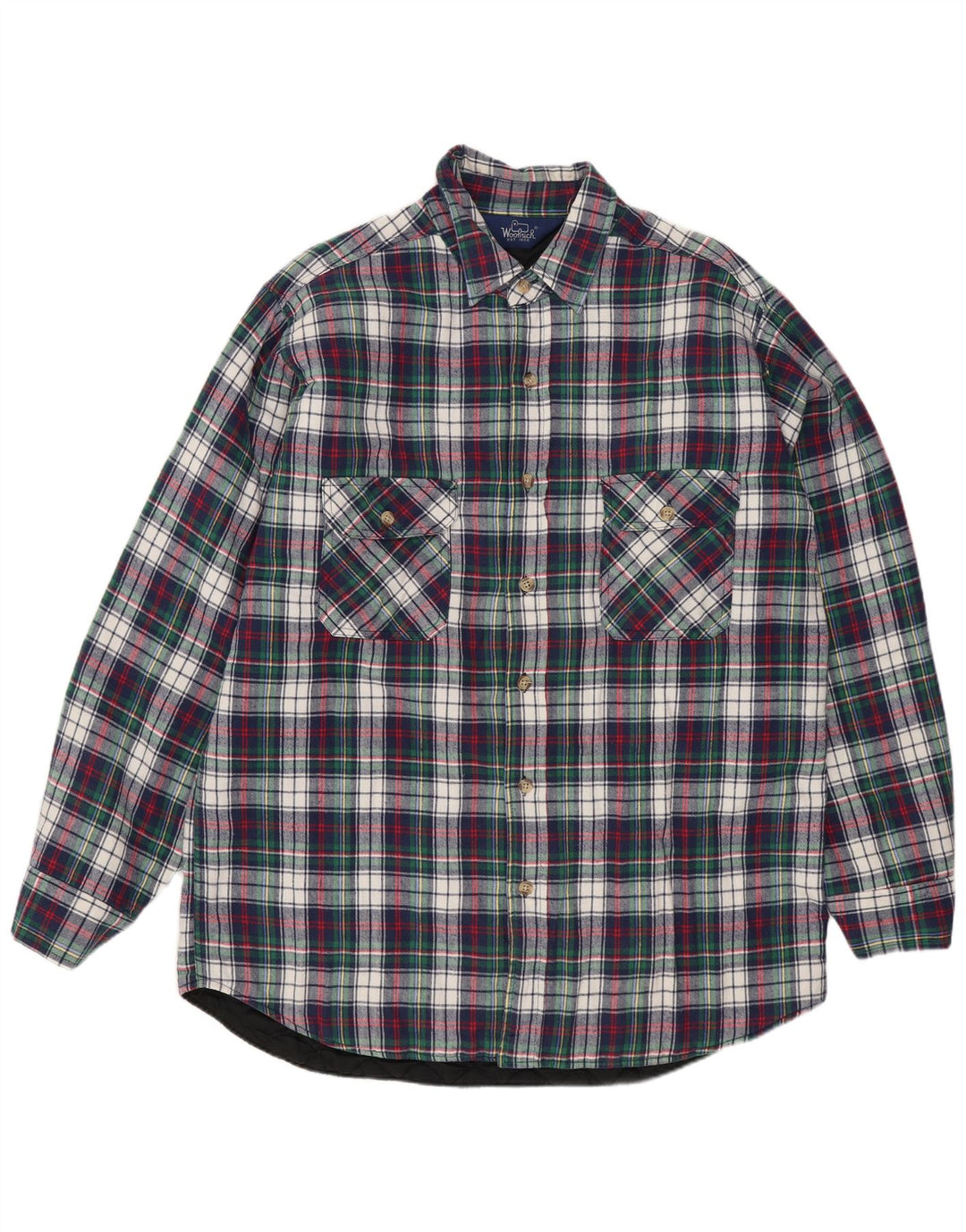 WOOLRICH Camicia da uomo in flanella a quadri grandi blu navy