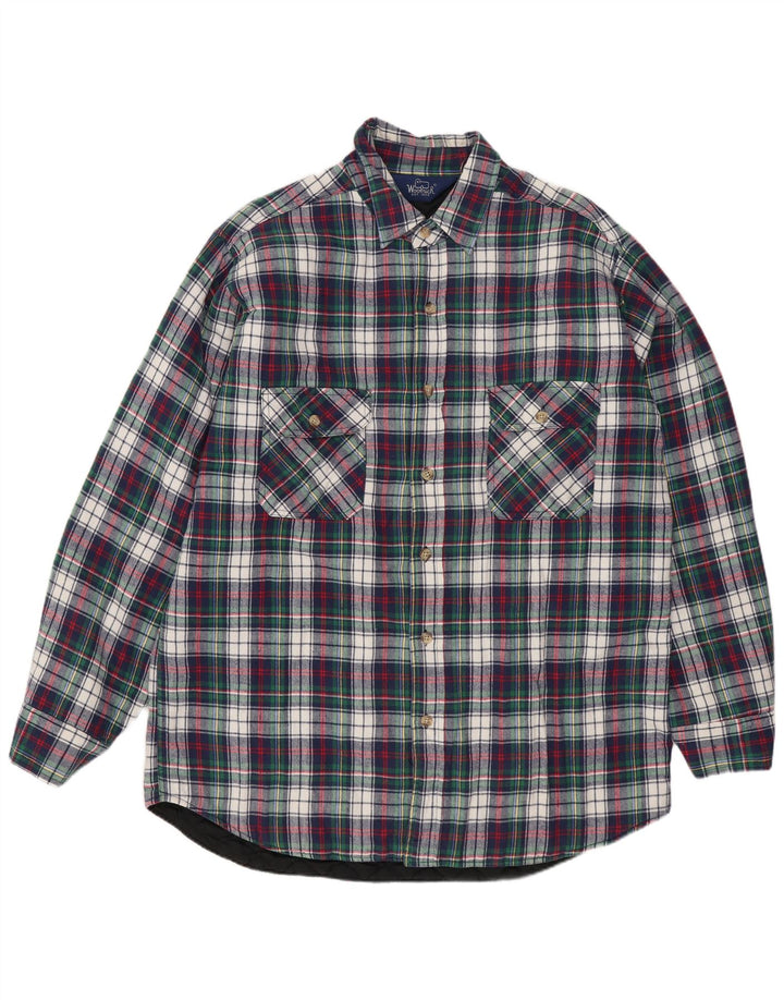 WOOLRICH Camicia da uomo in flanella a quadri grandi blu navy