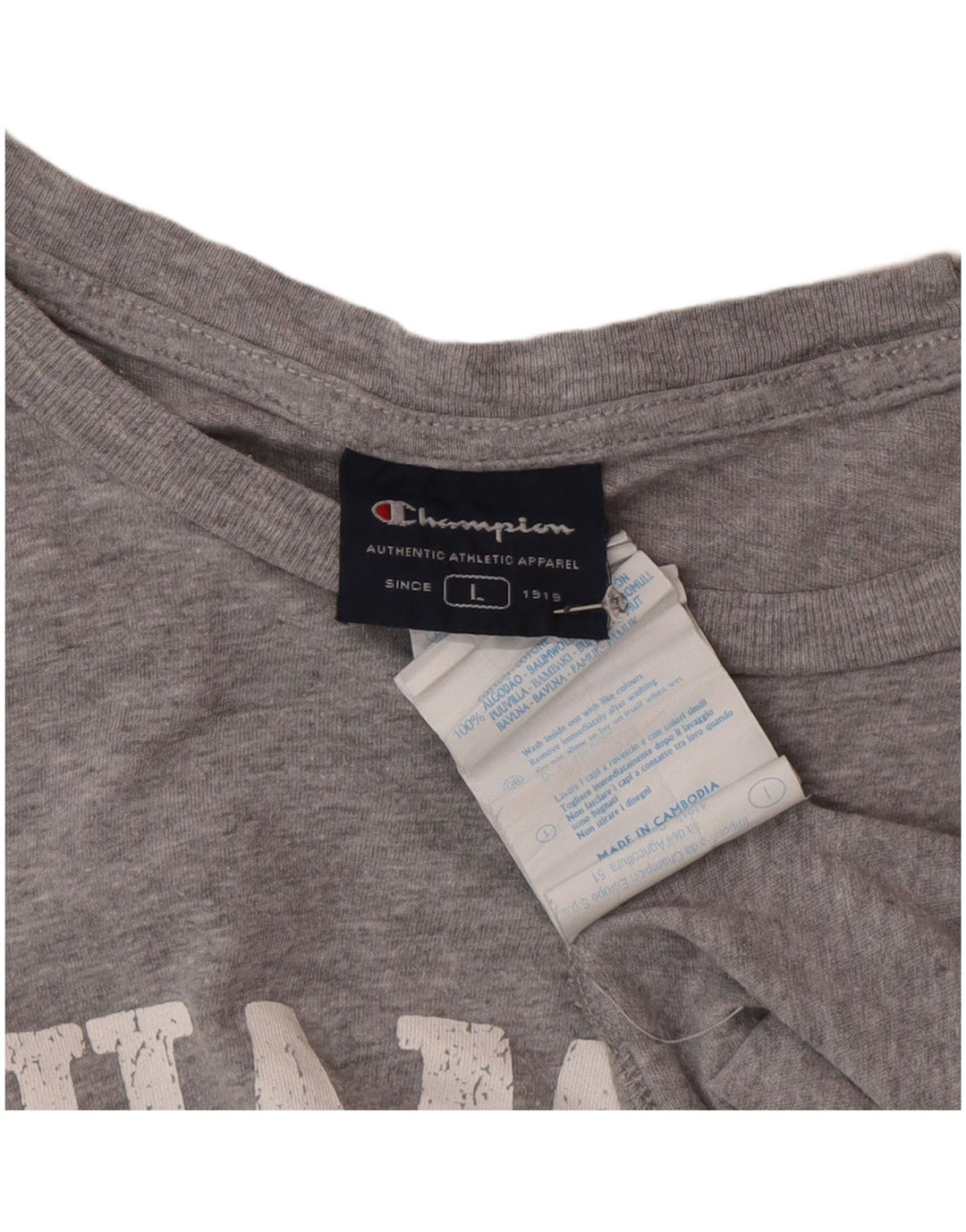 T-shirt grafica Champion Rochester da uomo, grande, in cotone grigio