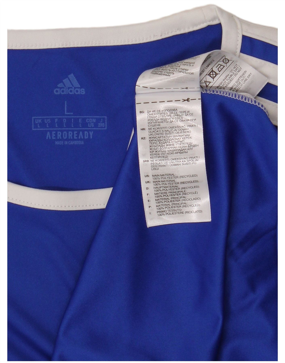 T-shirt Adidas Aeroready da uomo, grande, in poliestere color block blu