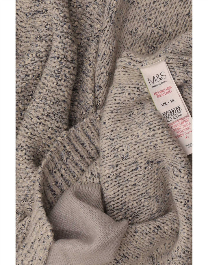 Maglione cardigan da donna Marks & Spencer UK 14 Cotone screziato blu medio