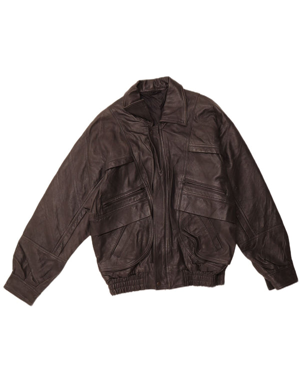 Giacca in pelle da uomo VINTAGE EU 46 piccola in pelle nera