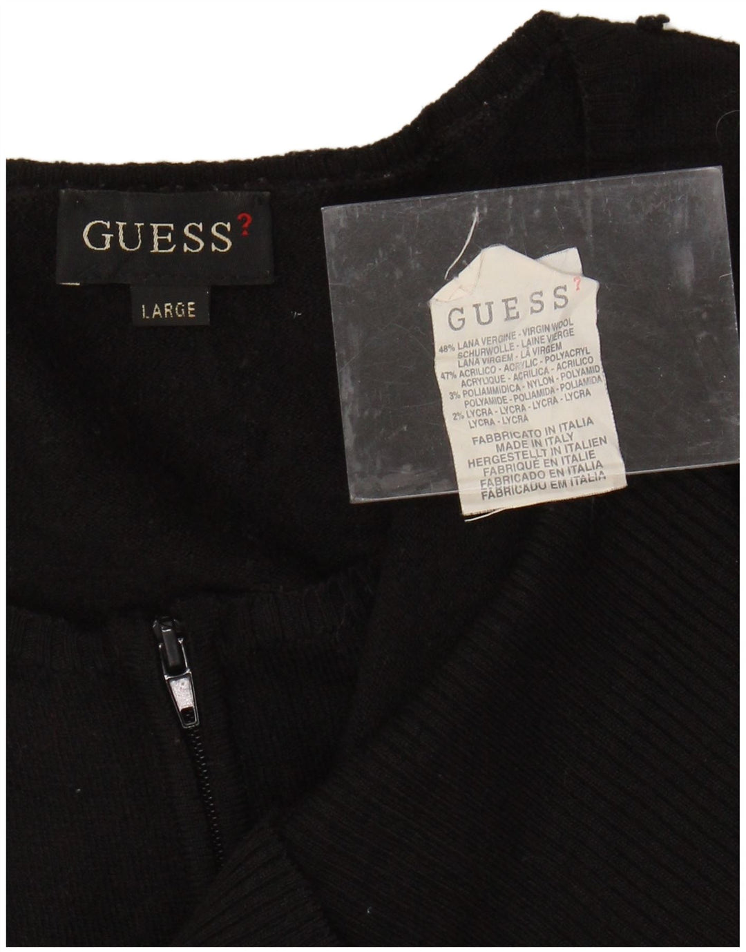GUESS Maglione cardigan corto con maniche a 3/4 da donna UK 14 Large Nero