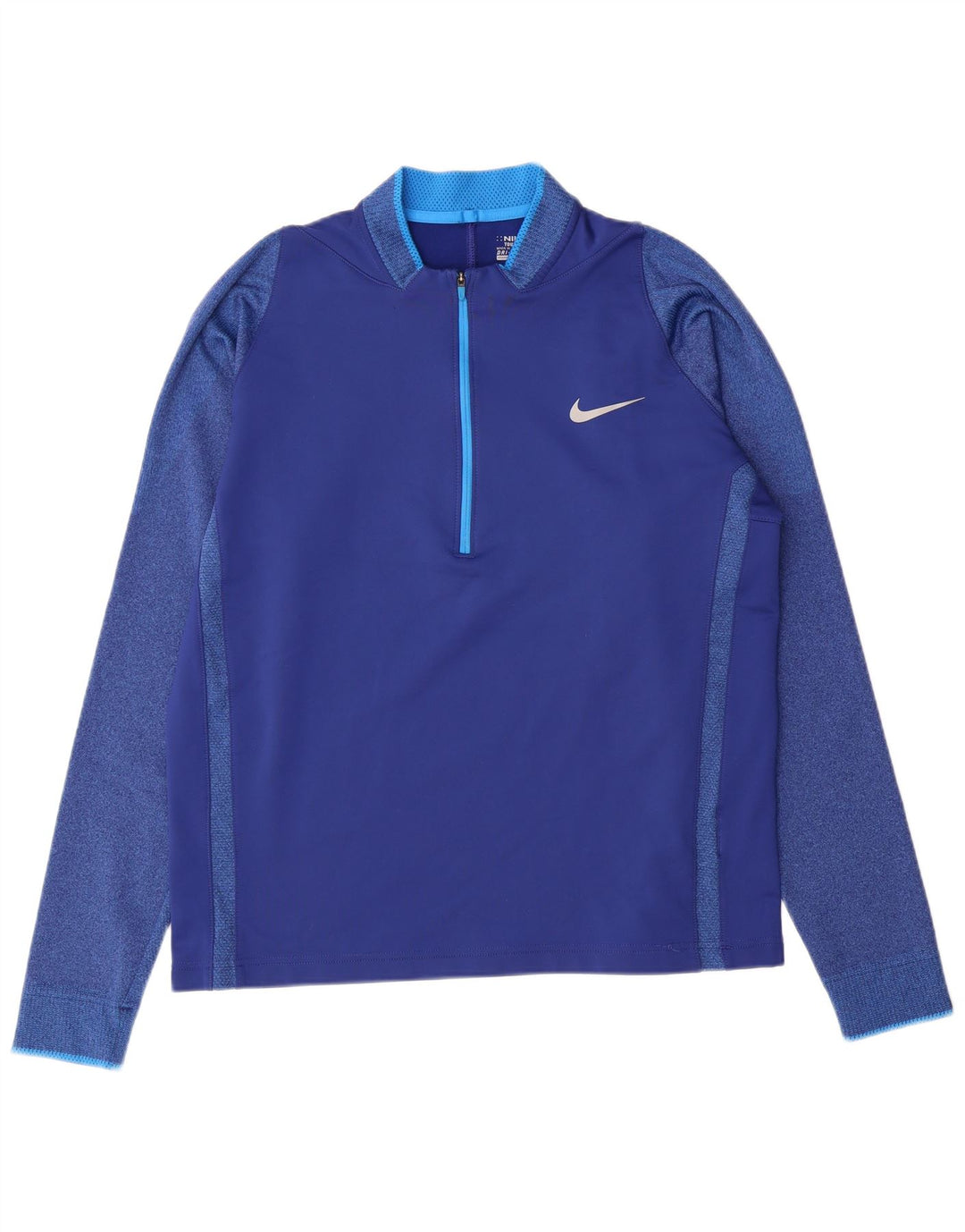 NIKE Top da tuta pullover con zip e collo Dri Fit da uomo, blu medio
