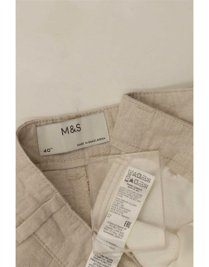 Pantaloncini chino da uomo Marks & Spencer W40 XL Lino beige