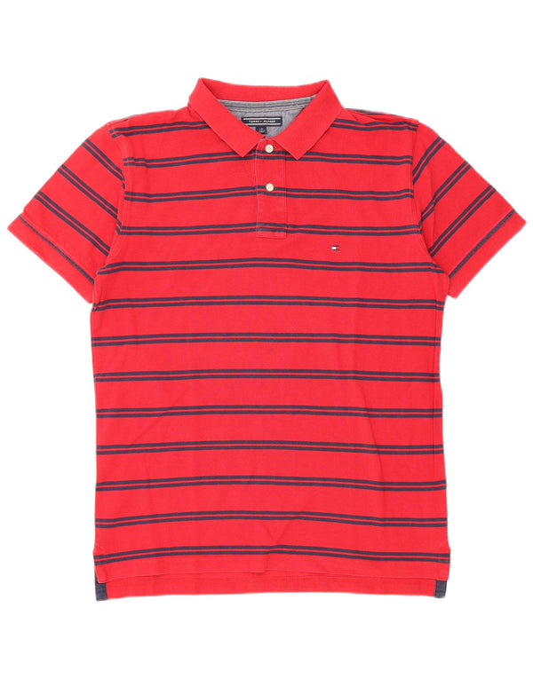 Polo da uomo Tommy Hilfiger grande in cotone a righe rosse