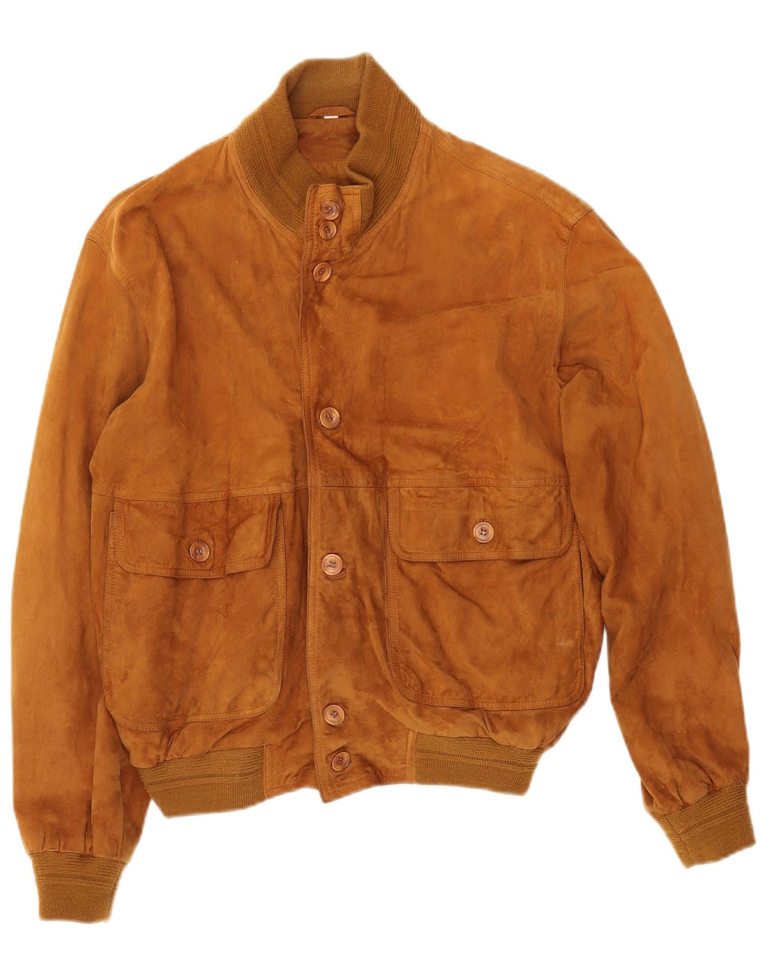 Giubbotto bomber in pelle scamosciata dal taglio ampio da uomo VINTAGE EU 46 piccola pelle beige