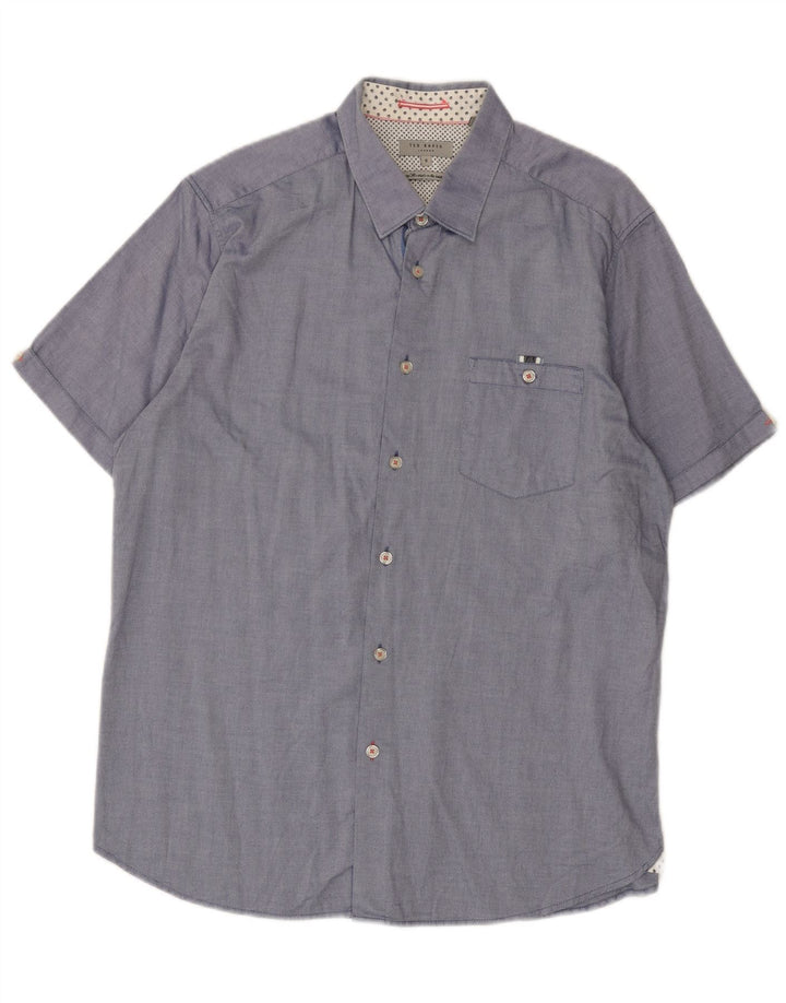 TED BAKER Camicia a maniche corte da uomo taglia 5 XL Blu