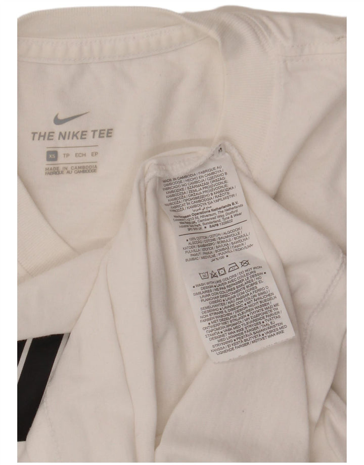 T-shirt grafica da donna NIKE Top UK 6 XS cotone bianco
