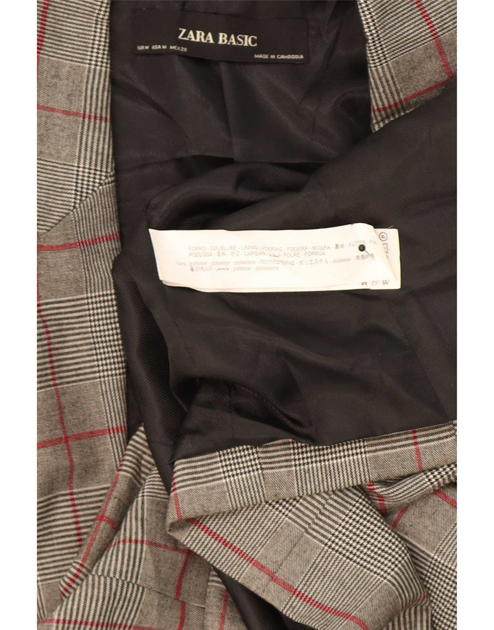 Giacca blazer da donna a 1 bottone Zara UK 12 Poliestere a quadri grigio medio