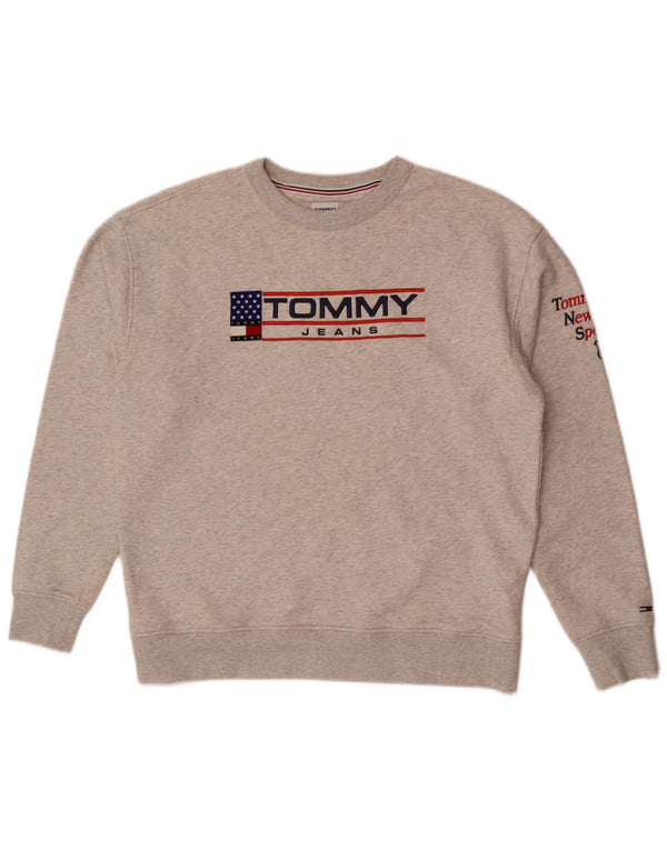 Tommy Hilfiger Uomo Felpa grafica Maglione Cotone chiazzato grigio medio