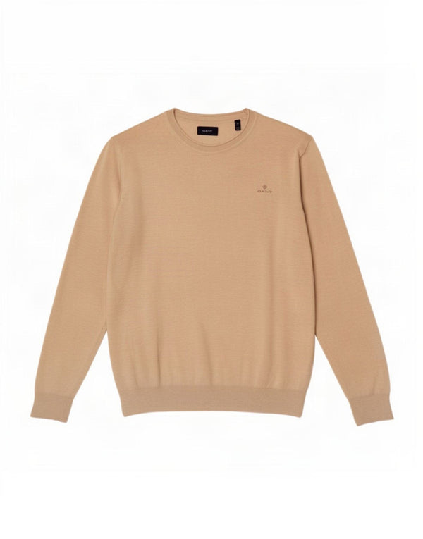 Gant Uomo Maglione Girocollo Maglione Grande Lino Beige