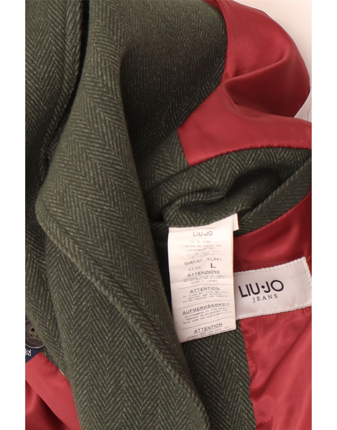 Cappotto da marinaio da uomo Liu Jo UK 40 grande lana a spina di pesce verde