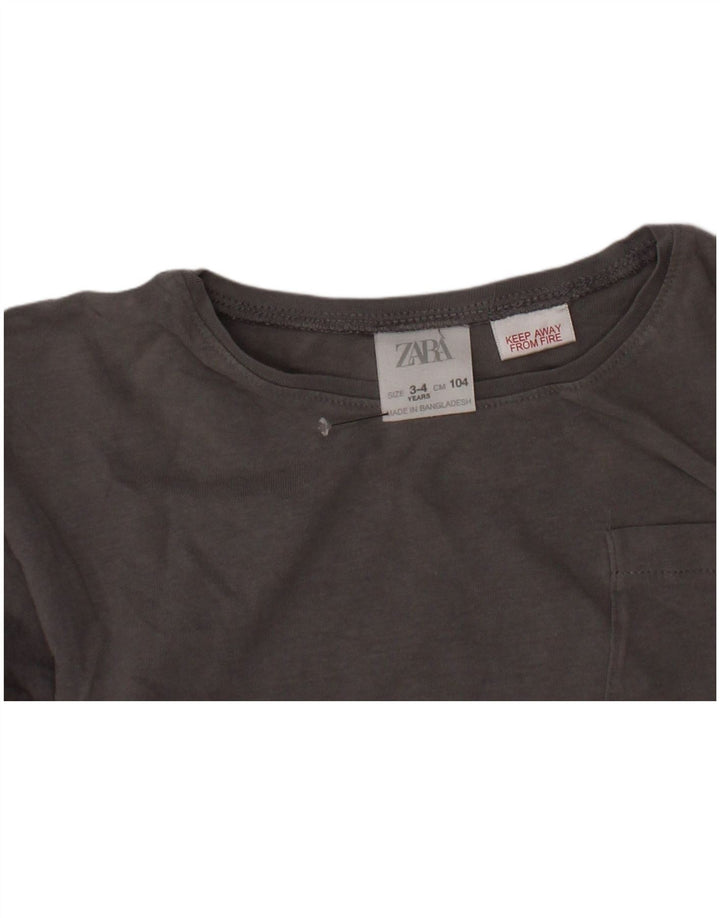 Maglia ZARA Bambino Manica Lunga 3-4 Anni Grigia