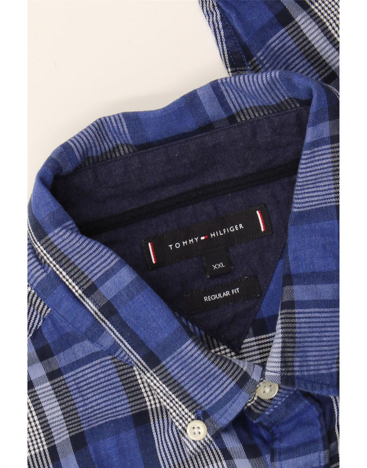 TOMMY HILFIGER Mens Regular Fit Shirt 2XL Blue Check Cotton Vintage Tommy Hilfiger and Second-Hand Tommy Hilfiger from Messina Hembry 
