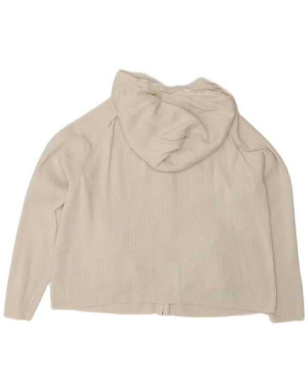 Maglione cardigan con cappuccio da donna Marks & Spencer UK 18 XL cotone bianco sporco