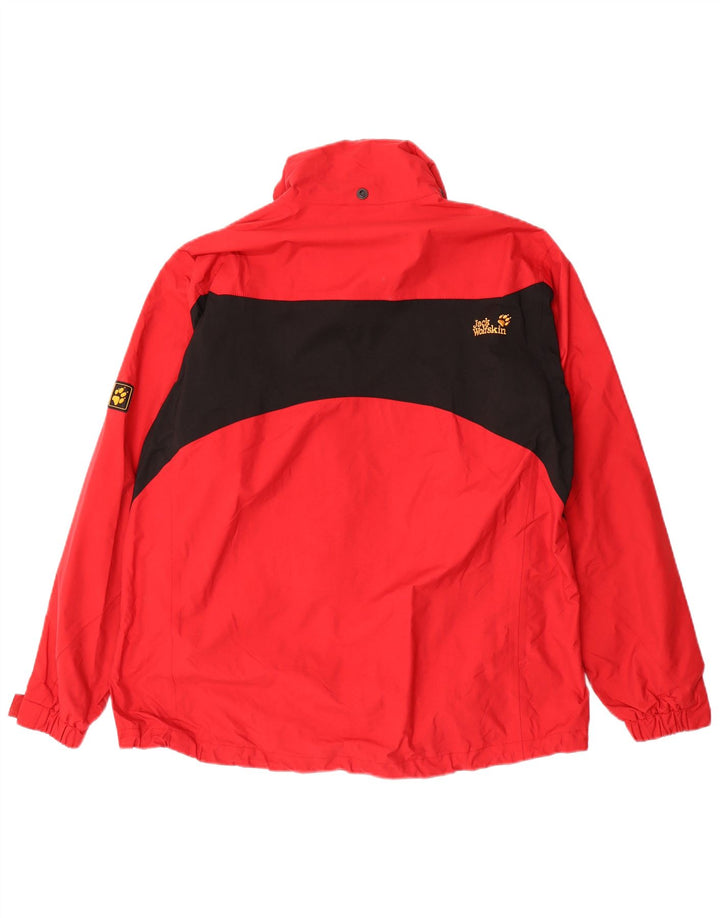 JACK WOLFSKIN Giacca antipioggia oversize da donna UK 18 XL Rosso Colourblock