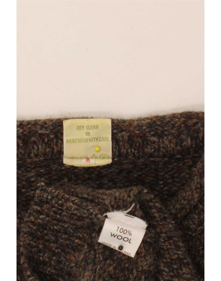 Maglione maglione con scollo a barca da donna vintage UK 14 Lana screziata grigio medio