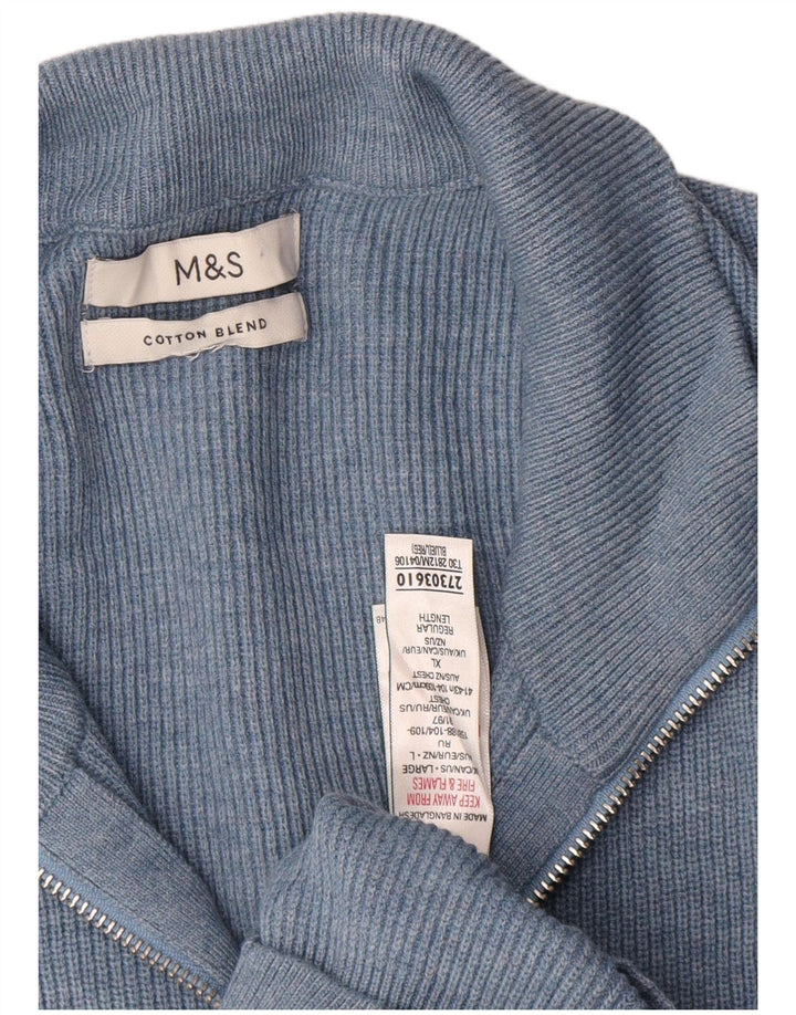 Maglione cardigan da uomo Marks & Spencer grande cotone blu