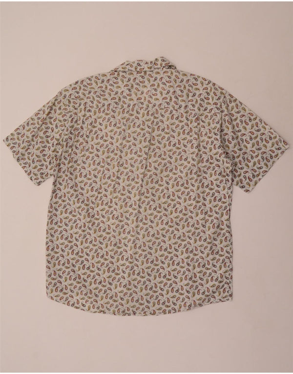 Camicia da uomo a maniche corte Stefanel grande bianca con motivo cachemire