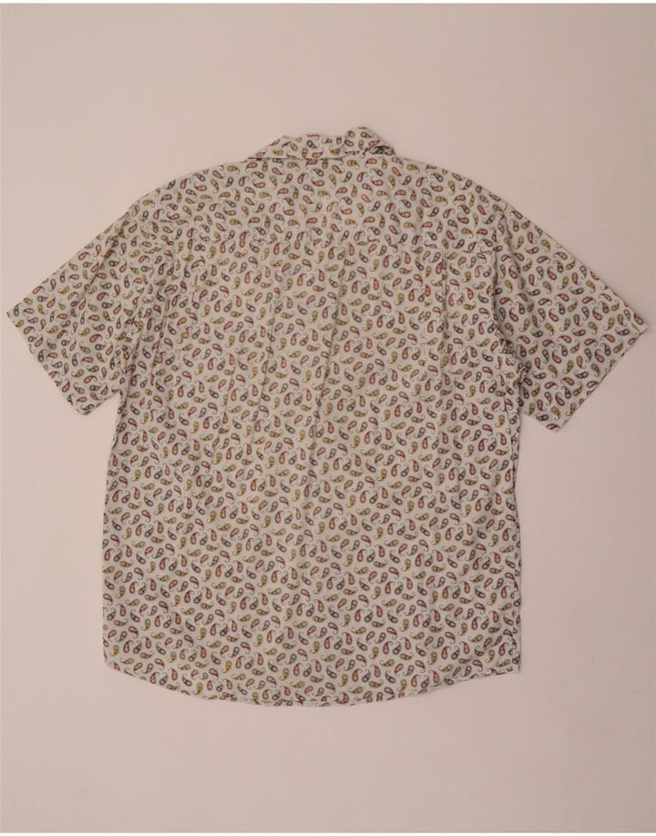Camicia da uomo a maniche corte Stefanel grande bianca con motivo cachemire