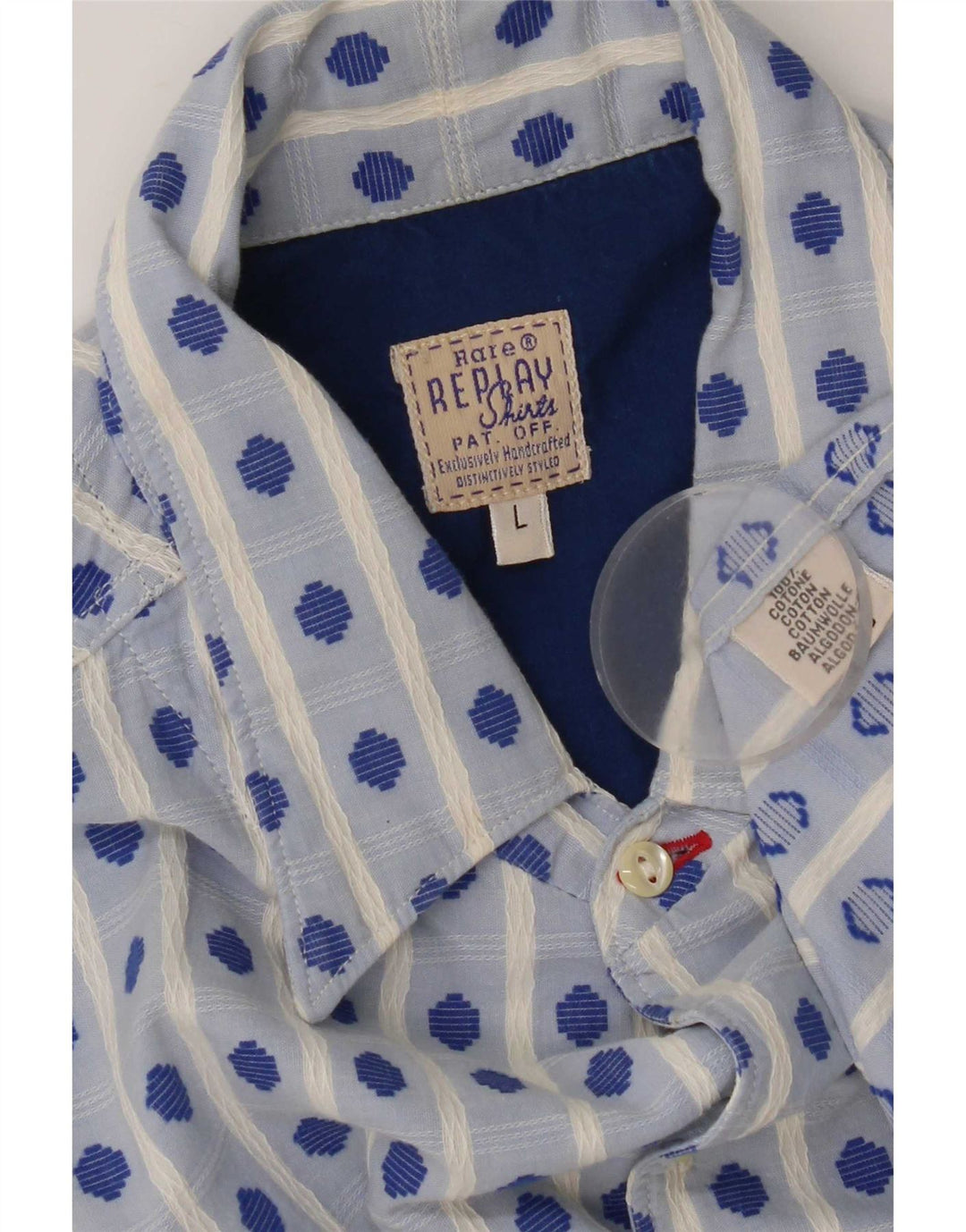 Camicia da uomo Replay Large in cotone geometrico blu