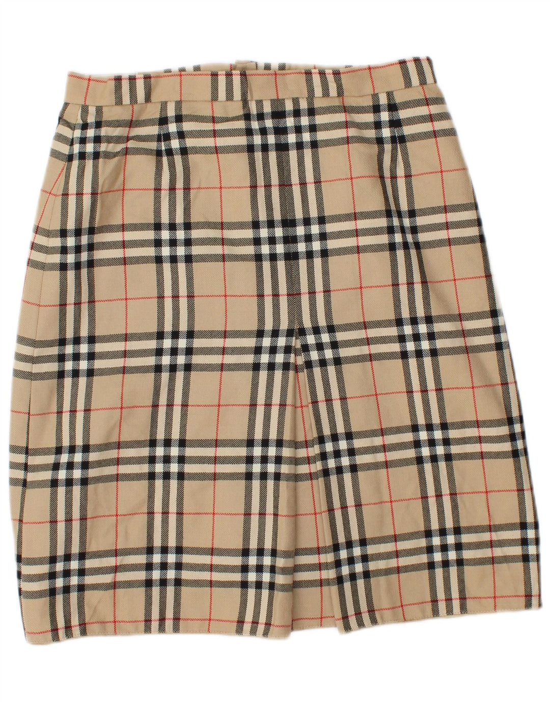 Gonna a tubino vintage da donna W30 a quadri beige medio