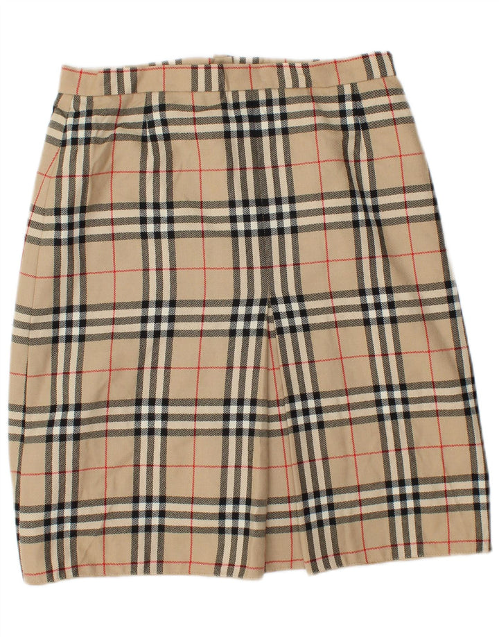 Gonna a tubino vintage da donna W30 a quadri beige medio