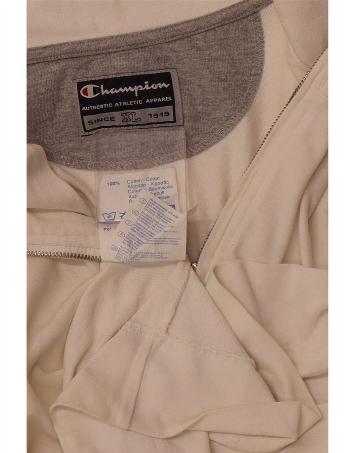 Felpa Champion da uomo con zip e collo, maglione XL, cotone bianco