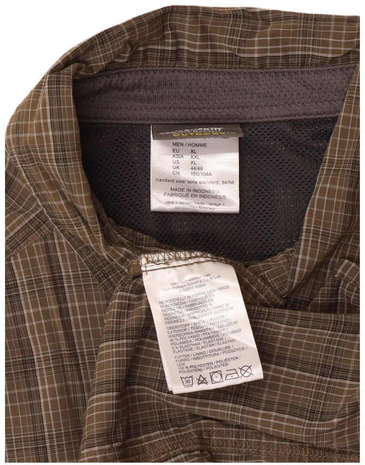 JACK WOLFSKIN Camicia a maniche corte da uomo UK 44/46 XL Kaki Check Poliammide