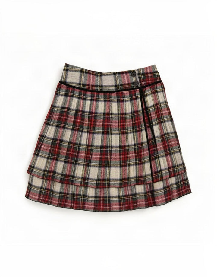 Gonna a portafoglio a pieghe vintage da donna IT 44 media W30 a quadri multicolore