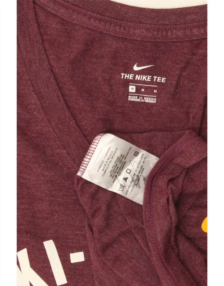 NIKE Womens Graphic T-Shirt Top UK 14 Medium Maroon Cotton Vintage Nike and Second-Hand Nike from Messina Hembry 